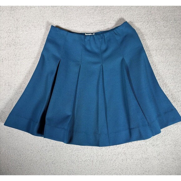 Vintage James Kenrob Dalton Pleated Mini Skirt Dark Waist 28” Blue‎ Preppy - Picture 1 of 12